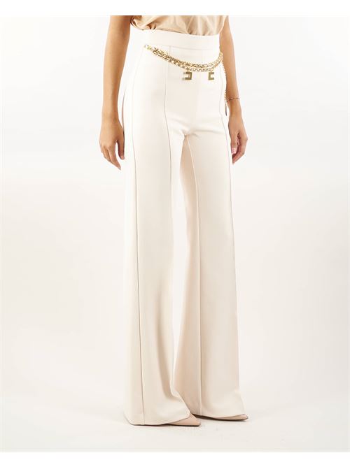 Palazzo trousers in stretch crêpe fabric with belt Elisabetta Franchi ELISABETTA FRANCHI | Pants | PAT3546E2193